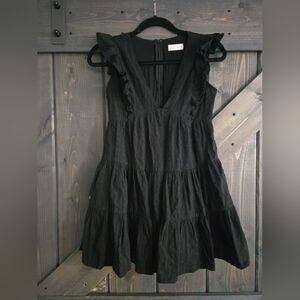 XS Altar'd State Sleeveless Mini Dress black ruffle